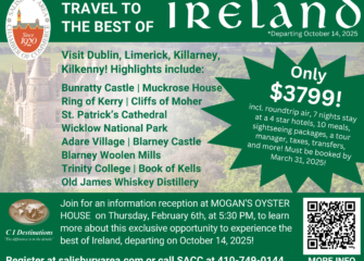 The SACC to Host 2025 Ireland Trip Information Reception at Mogan’s Oyster House – February 6th