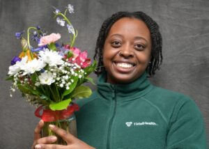 Woman holding flowers