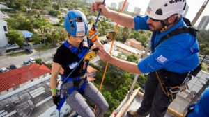 woman ziplining