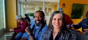 Woman and man smiling for the camera