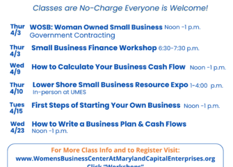 Maryland Capital Enterprises Women’s Business Center Announces Free Business Training Webinars for April 2025