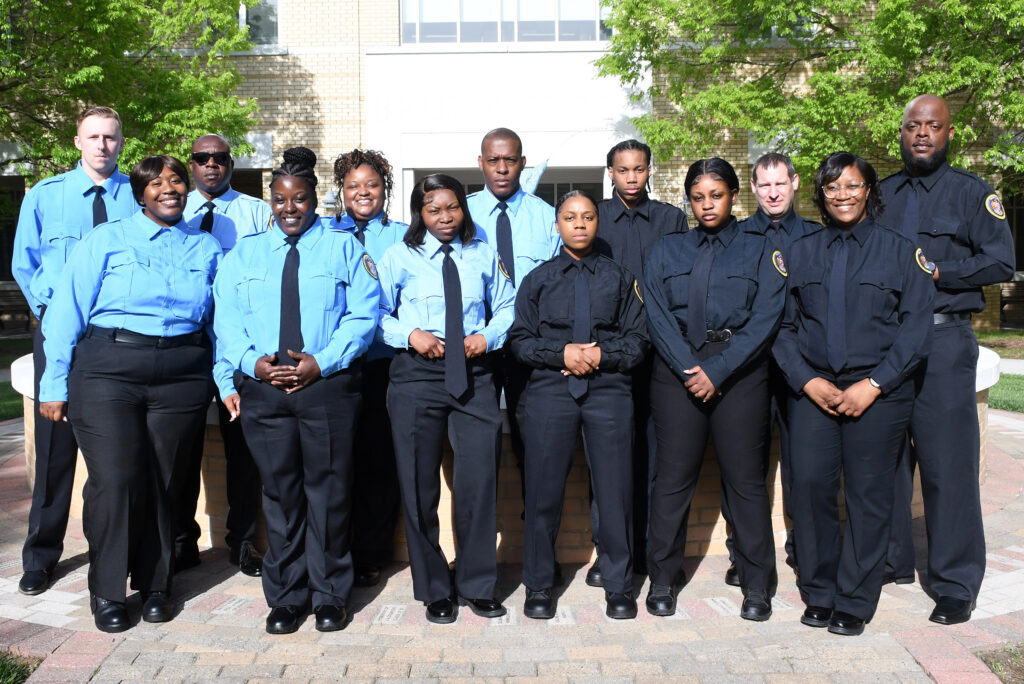 Group of individuals in police uniforms