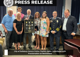 City of Salisbury Honors Police Captain Jason Yankalunas with Proclamation on Retirement