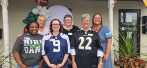 Visiting Angels Leadership, L-R Kayla Renee, Marge Steen, Journey Smith, Penny Smith, Cindy Christensen (owner), and Stacy Thomas