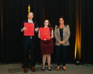 Sandy Fitzgerald Angello, Pohanka of Salisbury presented the Ambassador of the Year Award to Corey Boerner,