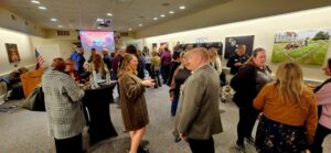 Two guests talking at event