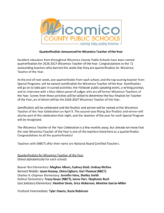 Wicomico County list of finalists.