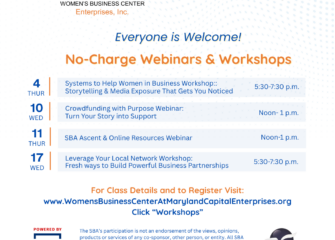 Maryland Capital Enterprises Women’s Business Center Announces June 2026 No-Charge Business Workshops and Webinars