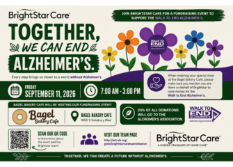 BrightStar Care Fundraiser at Bagel Bakery Cafe to Support Walk to End Alzheimer’s