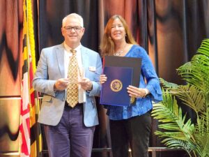 Bernice Whaley of Placers presents Business Professional of the Year Award to David Pierce, Retired Director of NASA's Wallops Flight Facility (1)