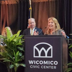 Senator Mary Beth Carozza presents Bill Chambers with a citation in recognition of his MACCE 2026 Chamber Executive of the Year Award (1)